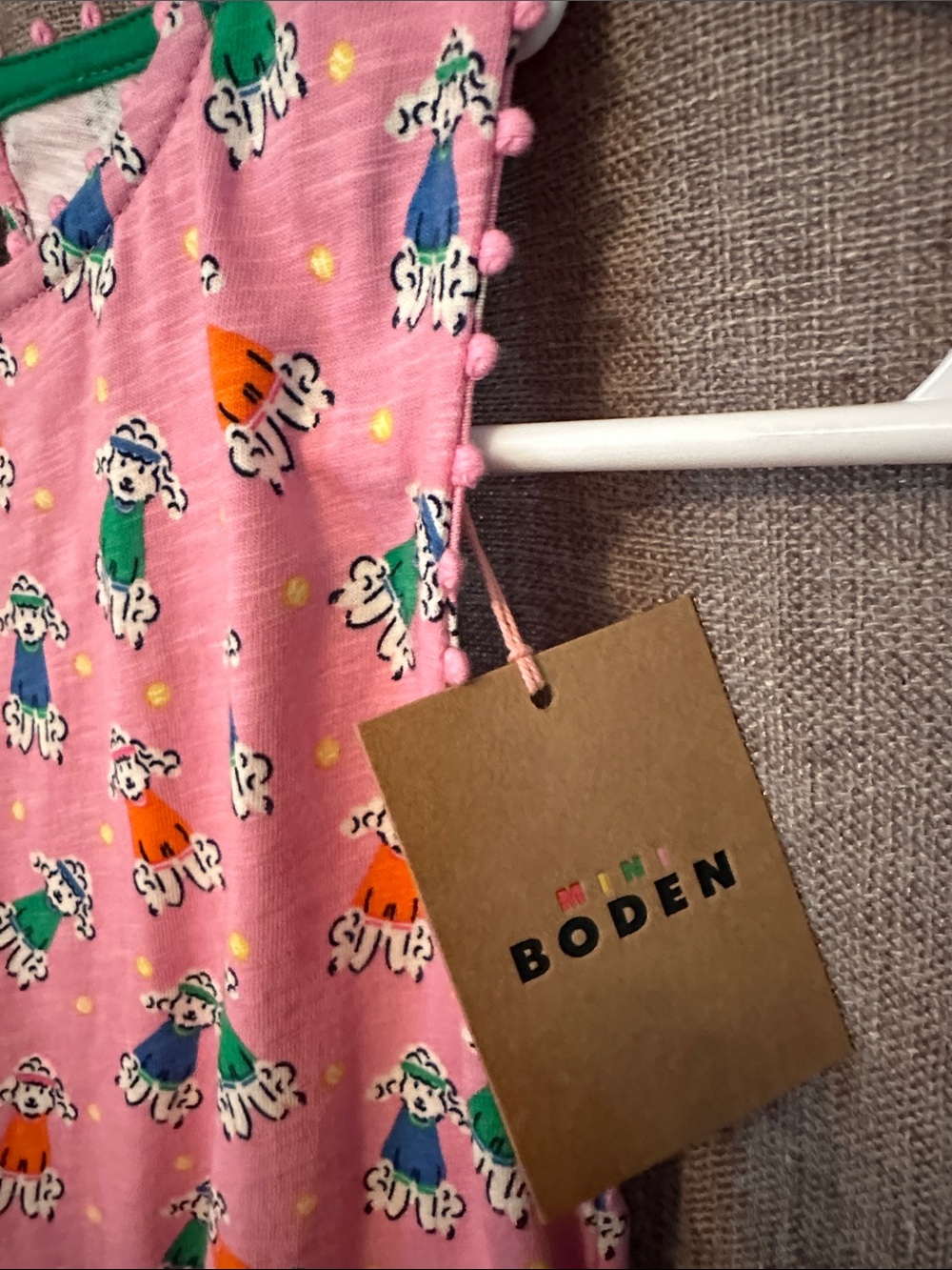 Pink Poodle Print Mini Boden Sleeveless Dress - Picture 3 of 7